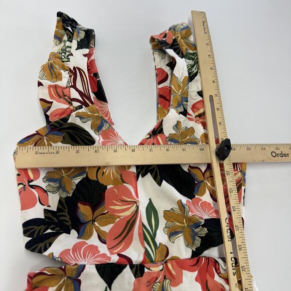 Zara Trafaluc Romper Womens XS Floral Ruffle Strap V Neck Side Zip Resort Summer - Picture 4 of 7